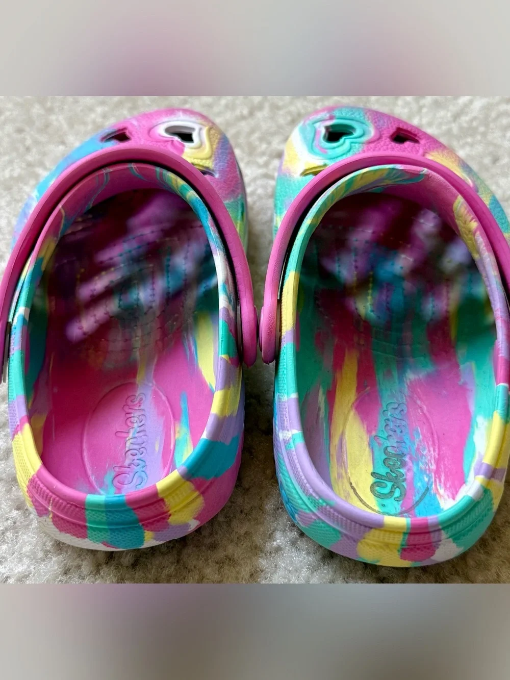 Skechers Heart-Detail Tie-Dye Foamies Toddler Size 9